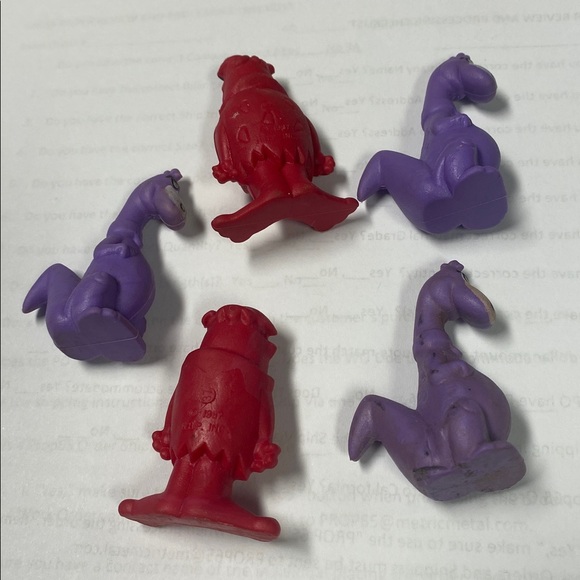 1987 Flintstones Fred, barney & Dino Fruity Pebbles Cereal Toy Figures Lot of 5 - Picture 2 of 5